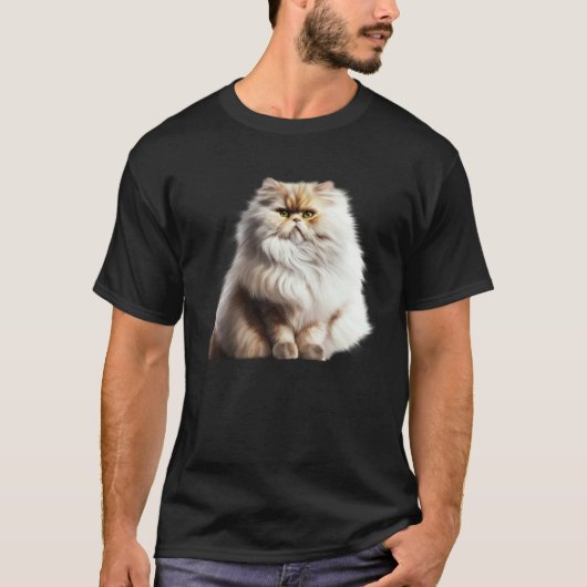 かわいいペルシャ猫 ふわふわ猫 Tシャツ (正面)