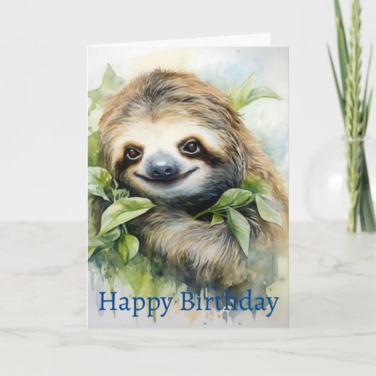 かわいいペルソナライズウォータカラースロースデザイン カード (正面)