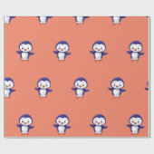 かわいいペンキンプリント包装紙 ラッピングペーパー (フラット)
