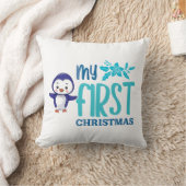 かわいいペンキン印刷初めてのクリスマス クッション (ブランケット)