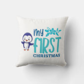 かわいいペンキン印刷初めてのクリスマス クッション (裏面)