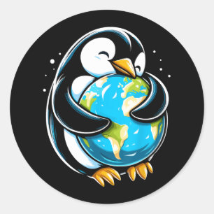 かわいいペンギンおもしろいアースデイ動物アースデイEnvi ラウンドシール