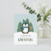 かわいいペンギンおもしろいペンギンのクリスマス シーズンポストカード (スタンド正面)
