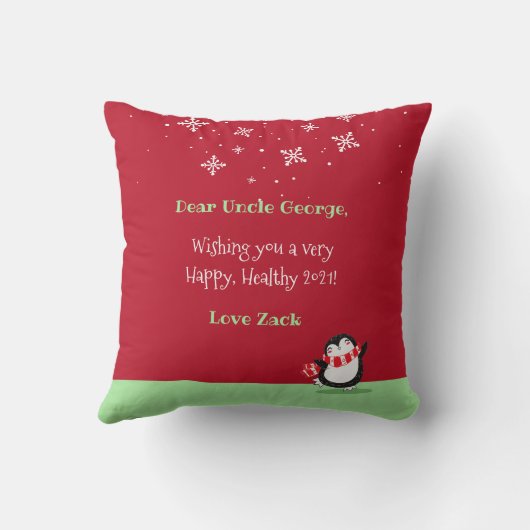 かわいいペンギンおもしろい新年数学引用文 クッション (裏面)