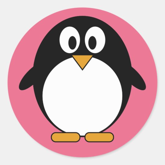 かわいいペンギンかわいい漫画 ラウンドシール (正面)