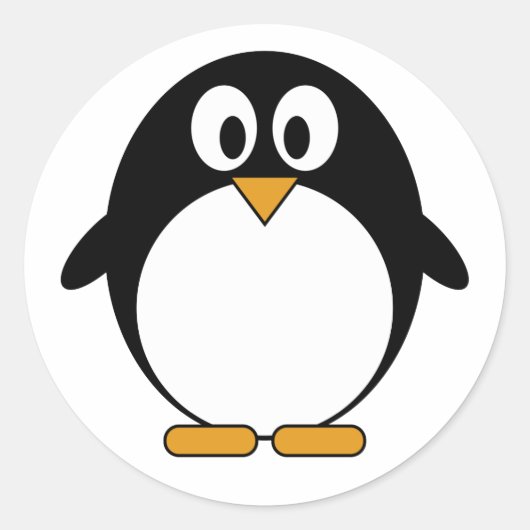 かわいいペンギンかわいい漫画 ラウンドシール (正面)