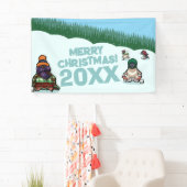 かわいいペンギンが年号入りでメリークリスマス! ウィンター 横断幕 (インサイチュ)