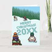 かわいいペンギンが年号入りメリークリスマス! ウィンター シーズンカード (正面)