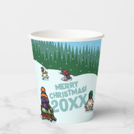 かわいいペンギンが年号入りメリークリスマス! 冬 紙コップ