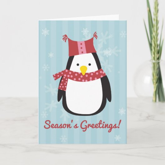 かわいいペンギンが登場するクリスマスカード シーズンカード (正面)