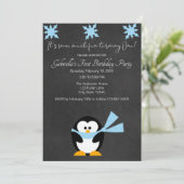 かわいいペンギンが雪を多く積もるおもしろいが一誕生日 招待状 (スタンド正面)