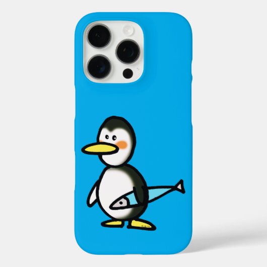 かわいいペンギンが青い魚を持っている Case-Mate iPhoneケース (裏面)