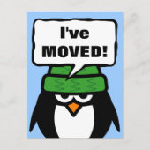 かわいいペンギンで新しい住所はがきを移動した 案内ポストカード (正面)