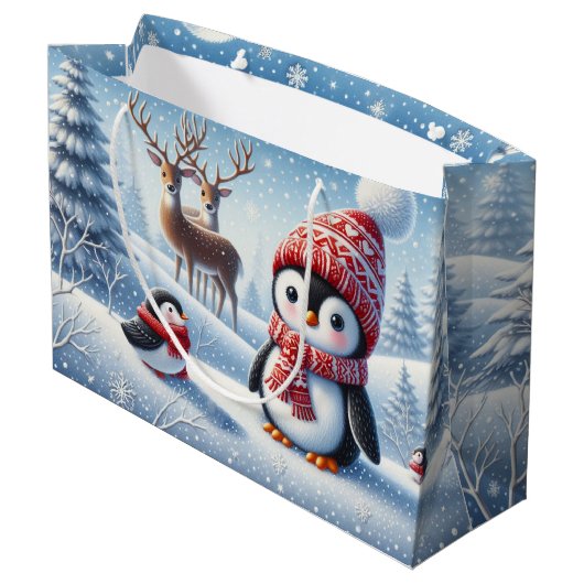 かわいいペンギンとトナカイ ラージペーパーバッグ (裏面アングル)