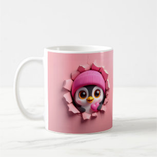 かわいいペンギンとハート – かわいい3Dマグカップ コーヒーマグカップ