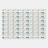 かわいいペンギンとモダンクリスマスツリークリスマス ラッピングペーパーシート (正面3)