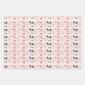 かわいいペンギンとモダンクリスマスツリークリスマス ラッピングペーパーシート (正面2)