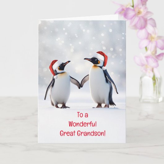 かわいいペンギンと偉大な孫のクリスマスの休日 カード (蘭)