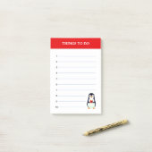 かわいいペンギンと編集可能なものをノートに ポストイット (デスク上)