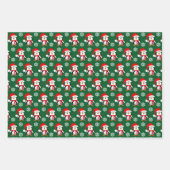 かわいいペンギンと雪片クリスマス ラッピングペーパーシート (正面3)