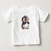かわいいペンギンと魚 ベビーTシャツ (正面)