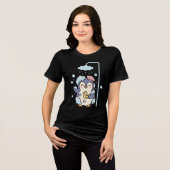かわいいペンギンのお風呂タイム トライブレンドTシャツ (正面全面)