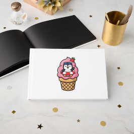 かわいいペンギンのアイスクリームコーン サマー ステッカー ゲストブック