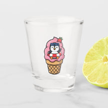 かわいいペンギンのアイスクリームコーン サマー ステッカー