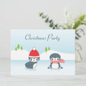 かわいいペンギンのアイススケート クリスマスパーティー 招待状 (スタンド正面)