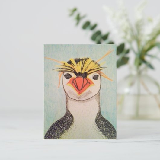 かわいいペンギンのイラスト葉書 ポストカード (スタンド正面)