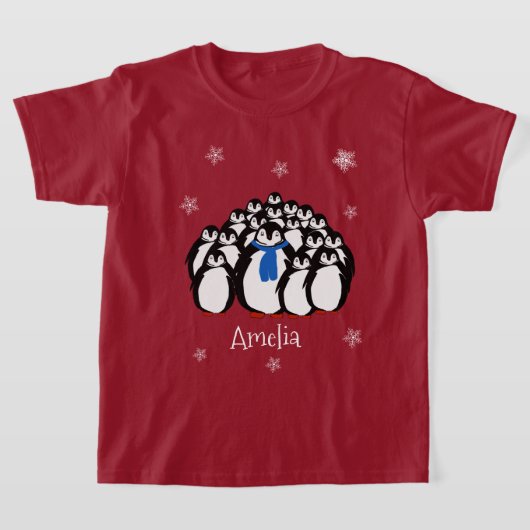 かわいいペンギンのオーダーメイド Tシャツ (レイダウン)