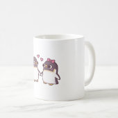 かわいいペンギンのカップルがひれを握る コーヒーマグカップ (正面右)
