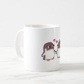 かわいいペンギンのカップルがひれを握る コーヒーマグカップ (正面左)