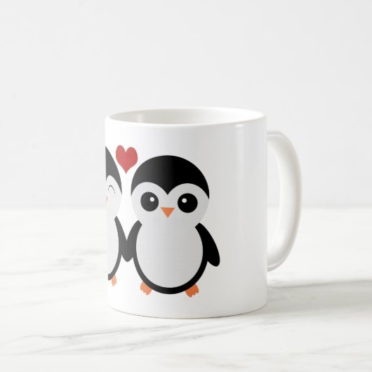 かわいいペンギンのカップルのマグ コーヒーマグカップ (正面右)