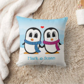 かわいいペンギンのカップル装飾用クッション クッション (ブランケット)