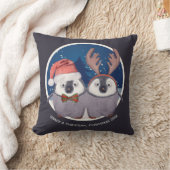 かわいいペンギンのカップル・クリスマス クッション (ブランケット)