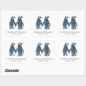 かわいいペンギンのカップル | ロマンティックな結婚式 スクエアシール (シート)