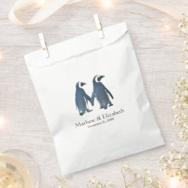 かわいいペンギンのカップル | ロマンティックな結婚式 フェイバーバッグ