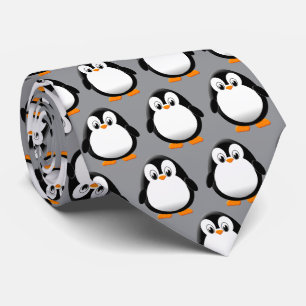 かわいいペンギンのキャラクター グレー ネクタイ