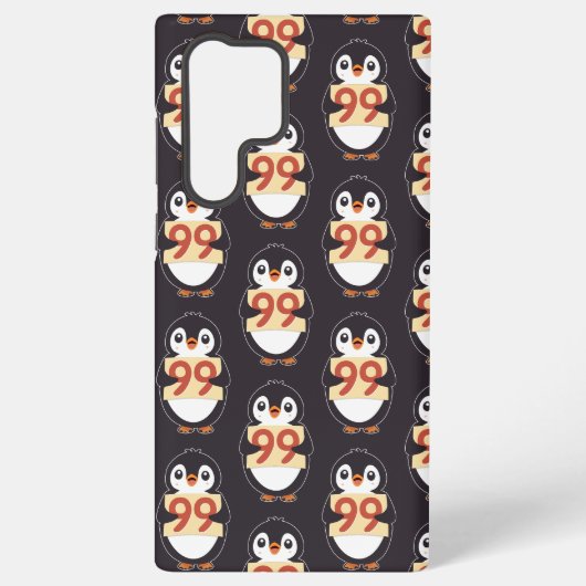 かわいいペンギンのキャラクター 数字の99 SAMSUNG GALAXYケース (裏面)