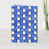 かわいいペンギンのキャラクター 青い水彩画 カード (裏面)