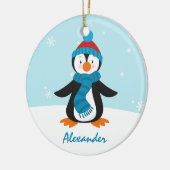 かわいいペンギンのクリスマスのオーナメント セラミックオーナメント (左)