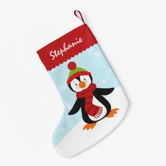かわいいペンギンのクリスマスのストッキング スモールクリスマスストッキング (裏面 (吊り時))