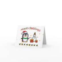 かわいいペンギンのクリスマスカード