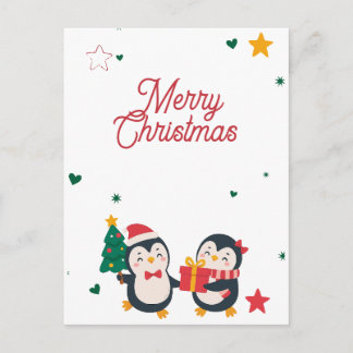 かわいいペンギンのクリスマスカード シーズンポストカード
