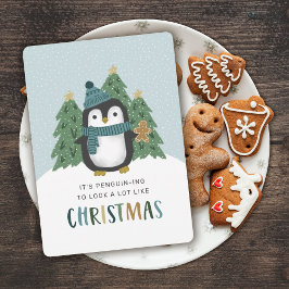 かわいいペンギンのクリスマスカード　ペンギンもクリスマス気分 シーズンカード