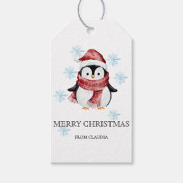 かわいいペンギンのクリスマスギフト ギフトタグ