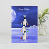 かわいいペンギンのクリスマスツリーのグリーティングカード シーズンカード (スタンド正面)