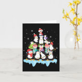 かわいいペンギンのクリスマスツリー ペンギン好き サンタクロース カード (黄色い花)