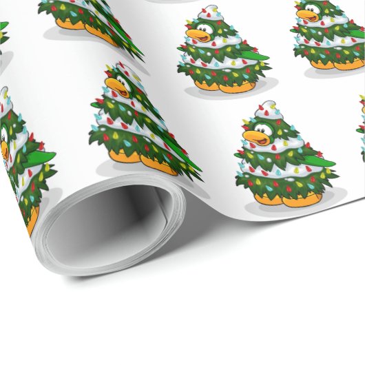 かわいいペンギンのクリスマスツリー ラッピングペーパー (ロールコーナー)